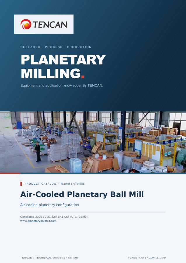 Air-Cooled Planetary Ball Mill — PDF Catalog cover