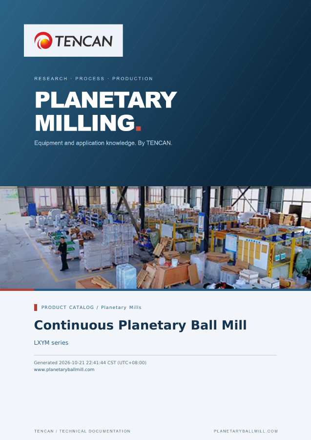Continuous Planetary Ball Mill — PDF Catalog cover