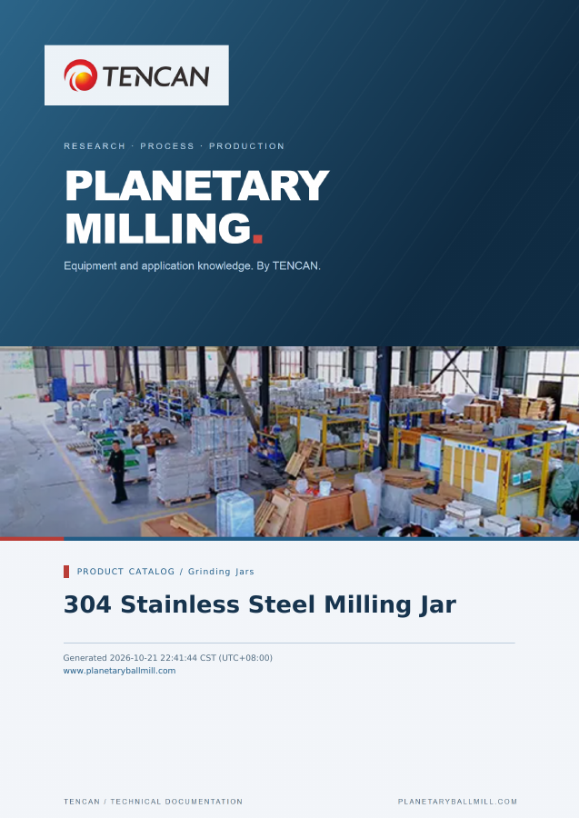 304 Stainless Steel Milling Jar — PDF Catalog cover