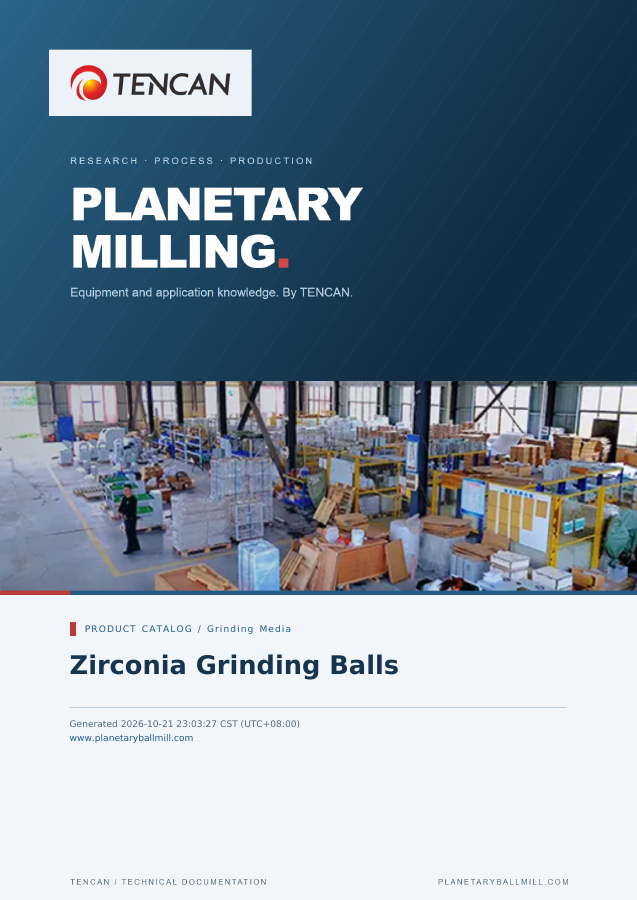 Zirconia Grinding Balls — PDF Catalog cover
