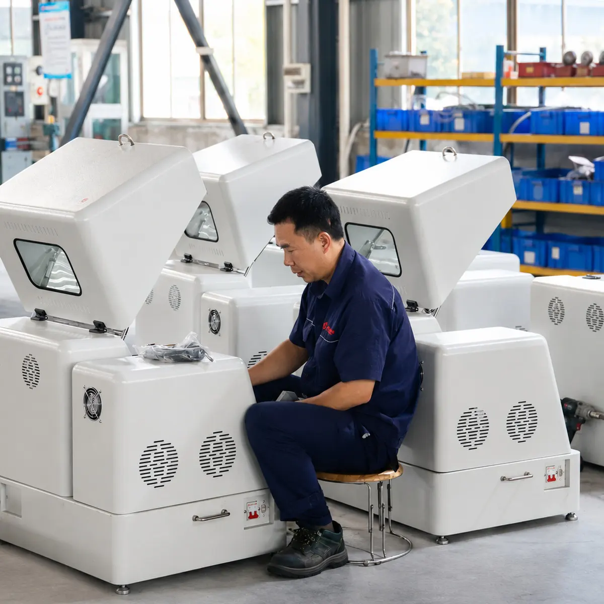 TENCAN technician assembling a planetary ball mill