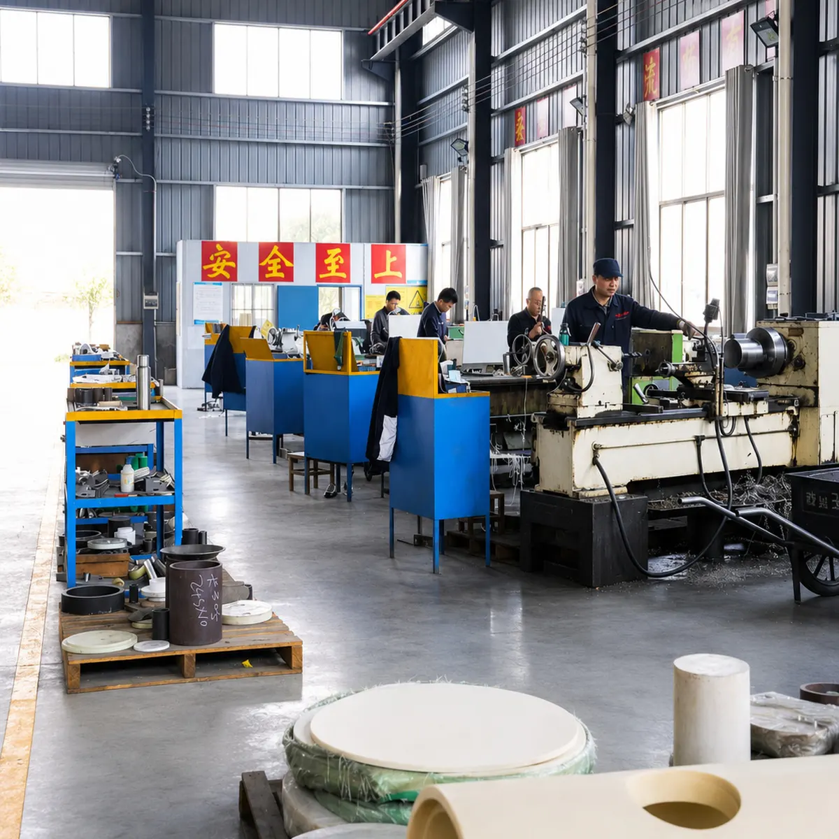 TENCAN technicians machining equipment components